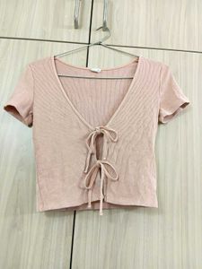 Cute Pink Tie-Front Top