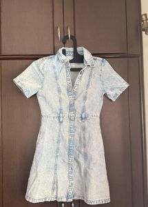 Light Wash Denim Button-Up Dress