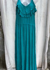 I. Teal Ruffle Maxi Dress