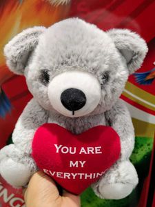 Gray Teddy Bear with Heart