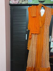 Elegant Orange Embroidered Salwar Suit
