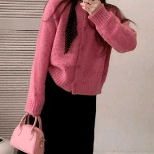 Pink Knit Cardigan +🎁 FREE GIFT JEANS OR TOP🧚‍♀️