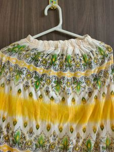 New Yellow Printed Skirt