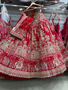 Stunning Red Embroidered Lehenga Choli