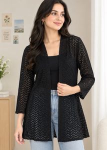 Sheer Black Chevron Cardigan