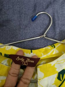 Vibrant Yellow Floral Print Button-Up Blouse