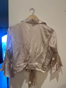 Satin Tie-Front Crop Top