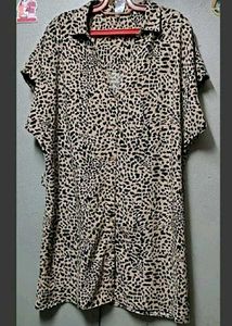 Branded Leopard Print Loose Fit Shirt Dress