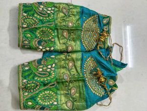 Embellished Peacock Silk Blouse