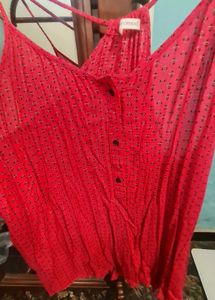Red Printed Spaghetti Strap top