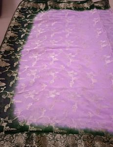 Pink Chiffon Zari Saree