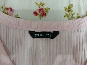 Cute Pink Ribbed V-Neck Top