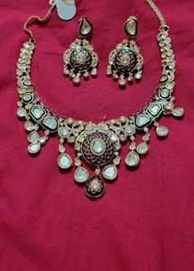 brand new real polki kundan necklace set