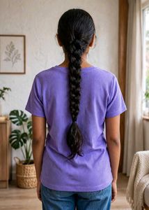 Purple Waffle Knit Cropped T-Shirt