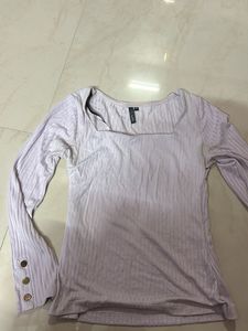 lilac ribbed long sleeve top