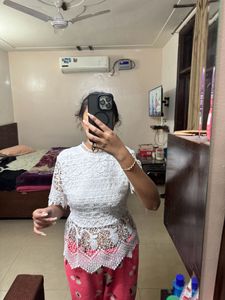 Shein White Lace Top