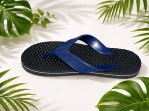 Black Flip Flops with Blue Straps