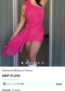 Fuchsia Gathered Bodycon Party Dress