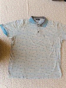 Men's Light Blue Printed Polo Shirt