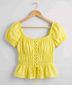 Charming Yellow Puff Sleeve Top(LIMITED OFFER)