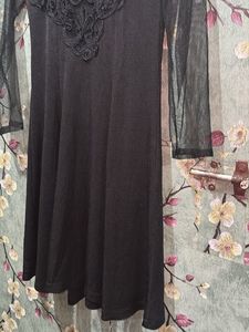 Elegant Black Dress with Lace Detail
