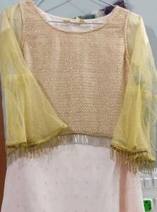 Sparkling Embellished Sheer Sleeve Dress