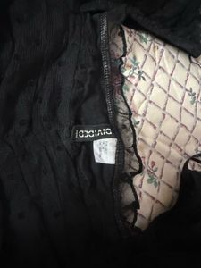 Off-Shoulder Ruffled Black Mesh Top