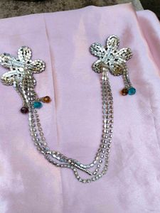 Vintage Rhinestone Flower Collar Clips