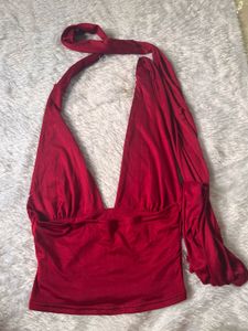 Red Halter Neck Crop Top( savana)