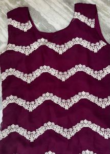Elegant Plum Kurta with White Embroidery