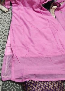 hand embroidered gota work pink georgette suit