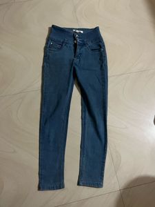 High-Waisted Blue Denim Jeans