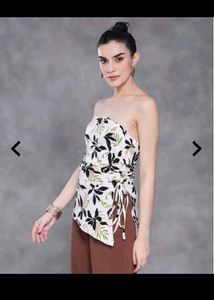Boho Floral Print Strapless Top