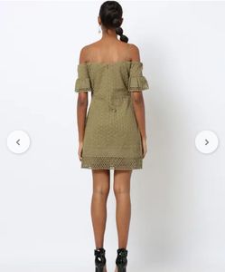 ONLY Strappy Olive Green Cold-Shoulder Dress