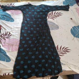 Elegant Black &amp; Blue Printed Kurta