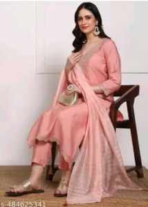 Elegant Peach Kurta Set with Dupatta