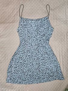 Cute Blue Leopard Print Mini Dress
