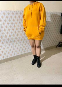 Yellow Oversized Hoodie Dress