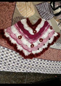 Chunky Knit Poncho with Tassel Trim