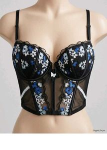 Floral Embroidered Mesh Corset
