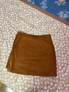Brown Suede Mini Skirt