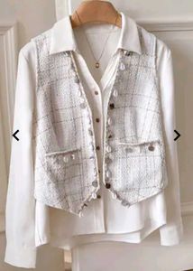 Chic Tweed Embellished Vest