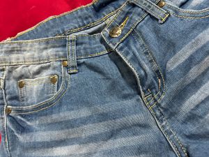 Blue Denim Distressed Shorts