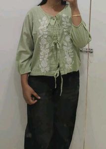Light Green Embroidered top