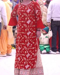 Embroidered Red Kurta  velvet  ⚠️