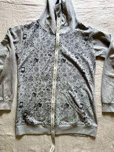Grey Graphic Zip-Up Hoodie