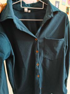 69 Fashion Street Blue Corduroy Shirt