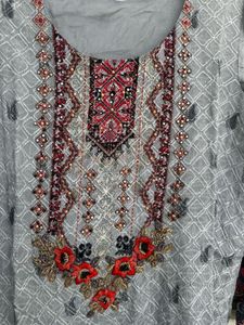 Elegant Grey Kurta Set with Dupatta
