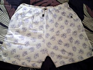 White Floral Print Lounge Shorts