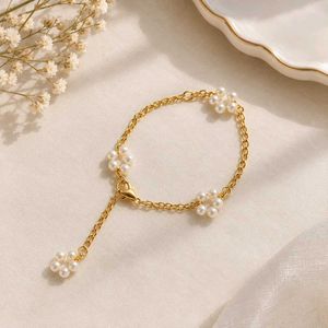 Gold Chain Pearl handmade  Bracelet